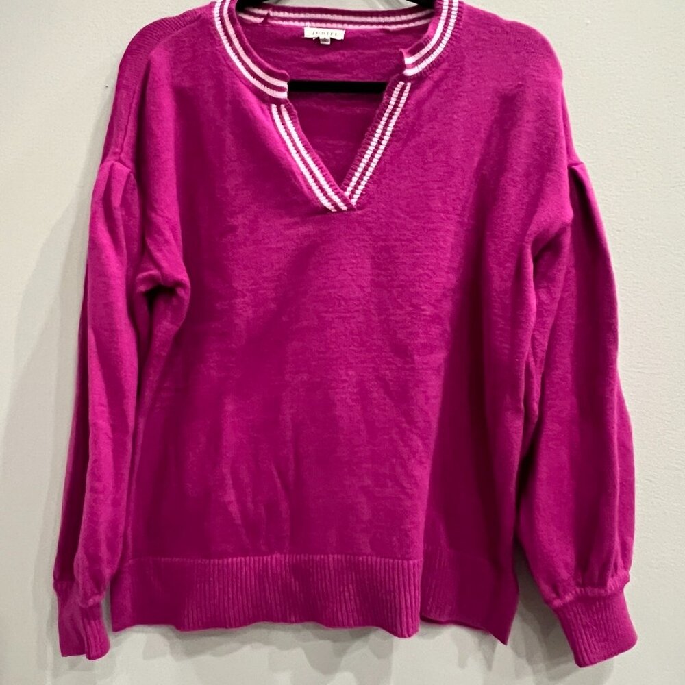 JODIFL -  V-Neck, Long line, Oversized Sweater - MAGENTA